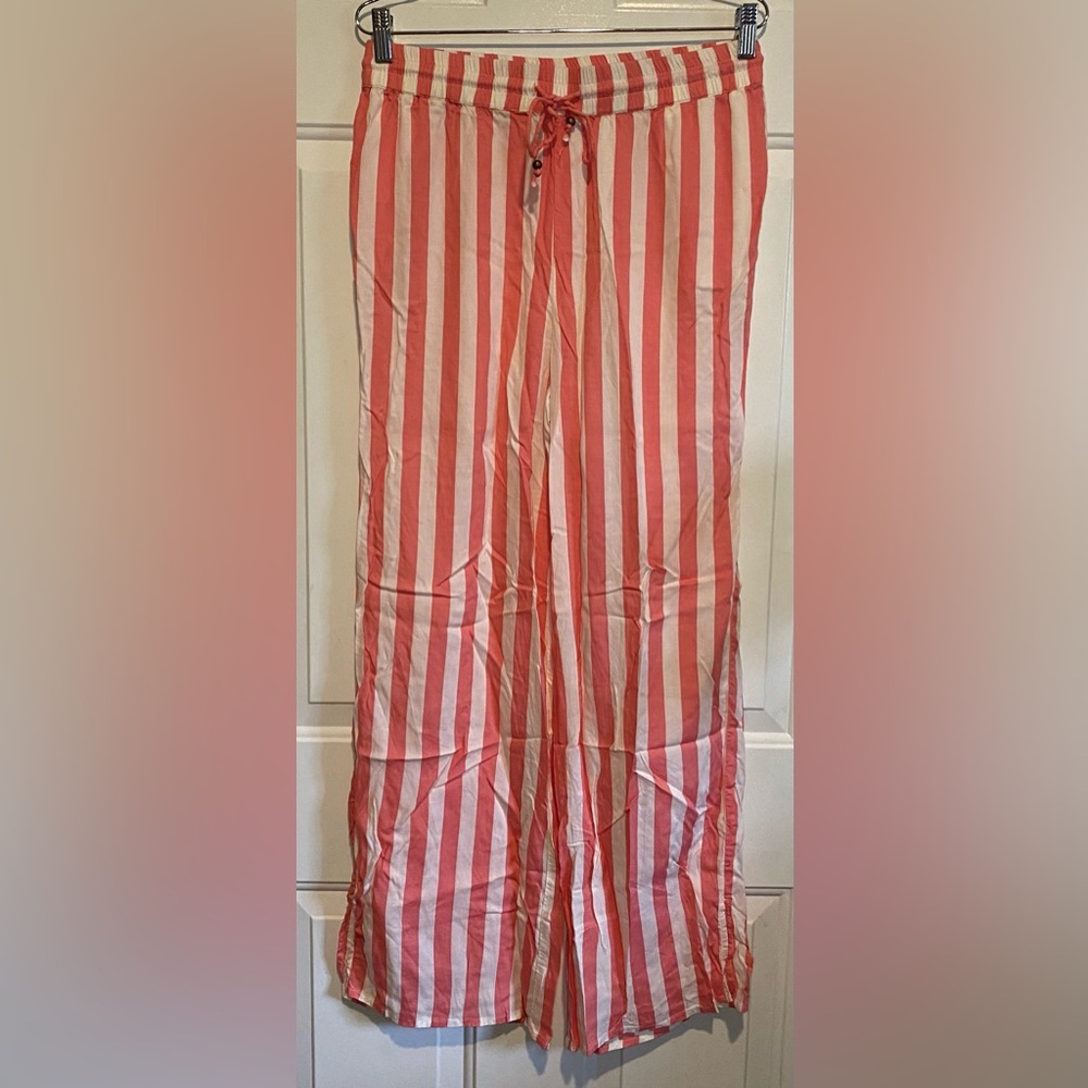 Candace Cameron Bure Size Small Pink White Stripe Modal Lounge Pants QVC
